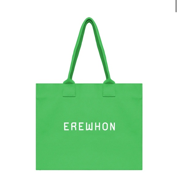 Green Erewhon Traveler 100% Organic Cotton Canvas Beach Grocery Tote Bag